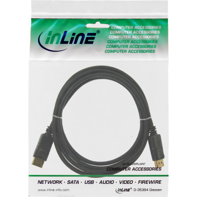 2m DisplayPort Kabel, schwarz, vergoldete Kontakte