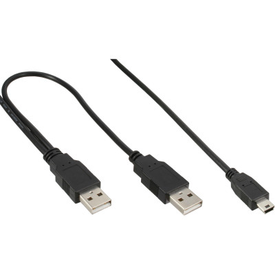 1m USB Mini-Y-Kabel, 2x St. A an Mini-B St.