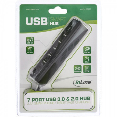 USB-Hub, 1x USB-A 3.0, 6x USB-A 2.0, USB-A 3.0