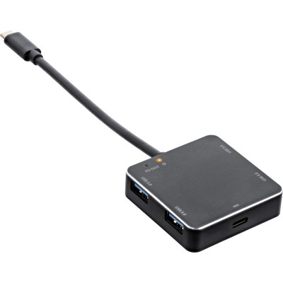 USB 3.1 4-Port Hub, schwarz USB Typ C zu A, 60W