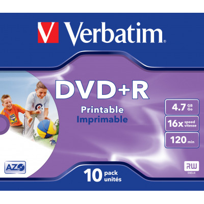 10er 16x DVD+R Rohlinge Jewelcase "Printable"