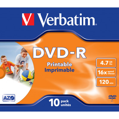 10'er 16x DVD-R Rohlinge Jewelcase "Printable"