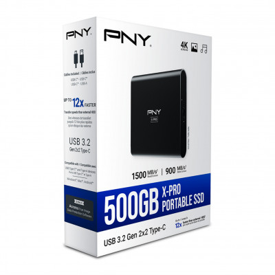 PNY EliteX-PRO Portable SSD 500GB, USB-C 3.2